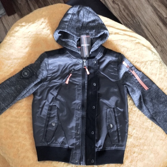 Urban Republic Bomber - Charcoal Space Dye Hooded jacket BOYS 14-16 NWT - Picture 5 of 10